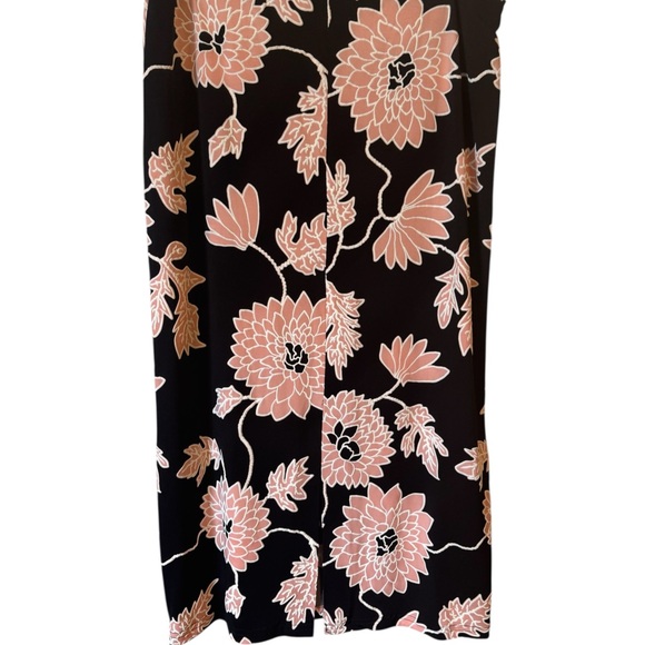 New York & Company Black/ Pink Floral Pencil Skirt  LARGE     #C - Picture 3 of 6